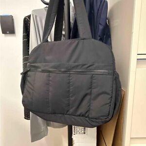 Black Quilted Duffel Travel Bag / Gym Bag